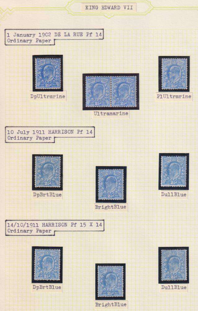 GREAT BRITAIN KEV11 1902-11 2 1/2d's PAPER & SHADES STUDY FINE MINT