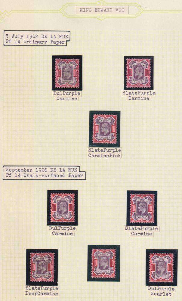 GREAT BRITAIN KEV11 1902-6 10'd's PAPER & SHADES STUDY FINE MINT