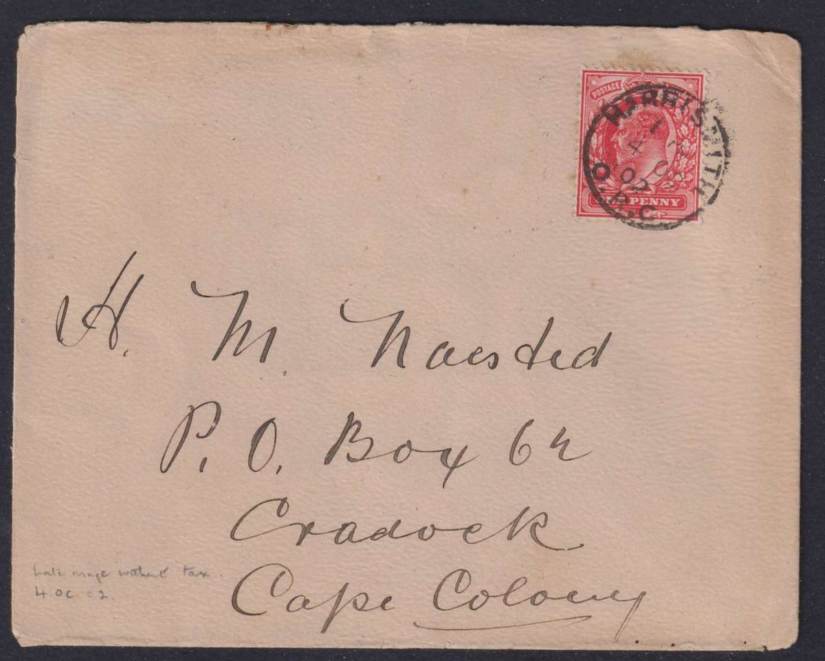SA 1902 COVER FROM OFS-CGOH USED WITH BRITISH 1d