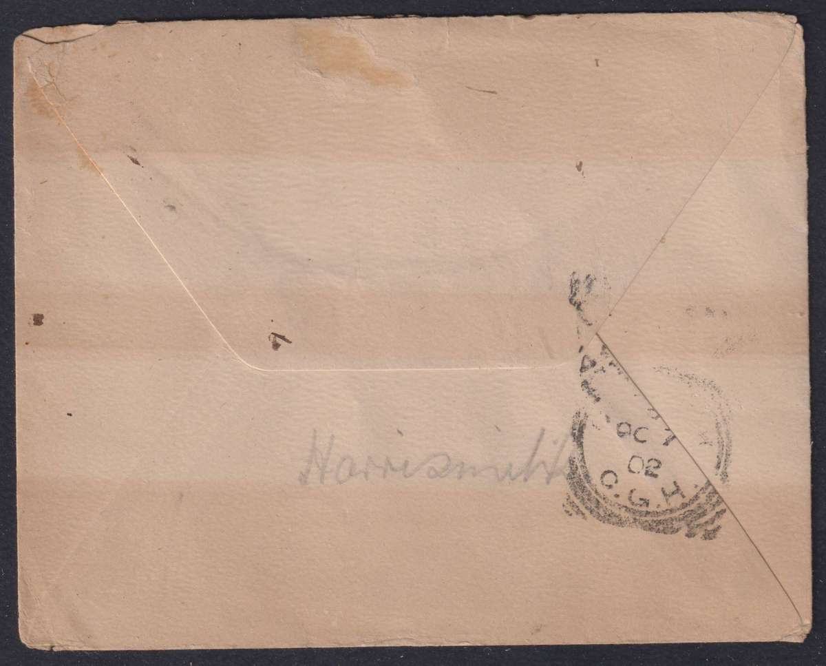 SA 1902 COVER FROM OFS-CGOH USED WITH BRITISH 1d