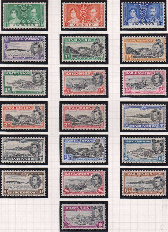 ASCENSION 1937-1949 KGV1 ISSUES FINE MINT - SG 35-7,38b-47a,48-55 CV £336