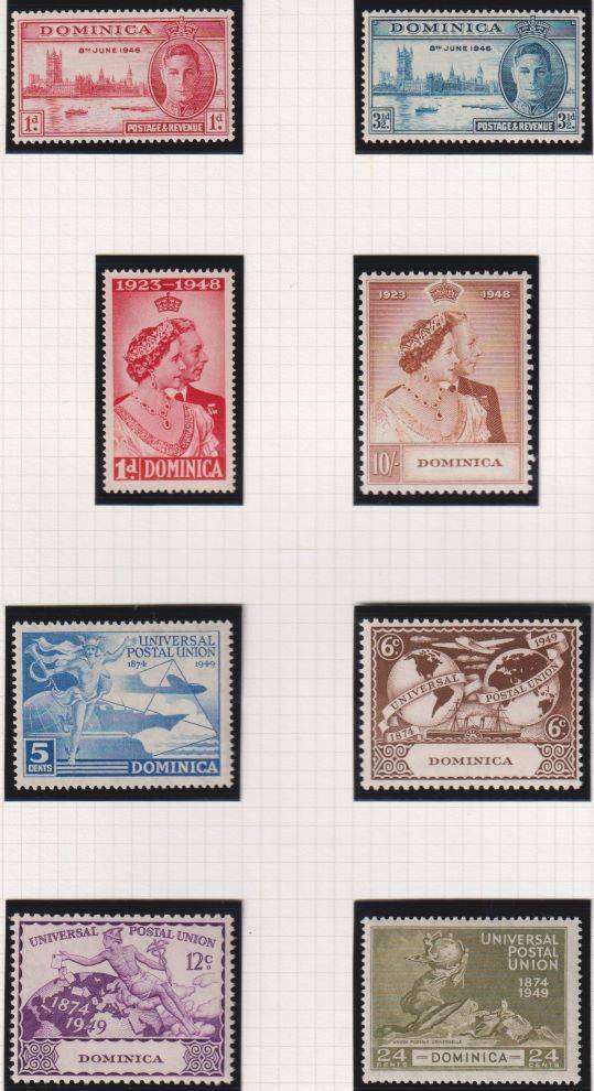 DOMINICA  1937-1949 KGV1 ISSUES FINE MINT - SG 96-8, 99-109a,110-107 CV £126