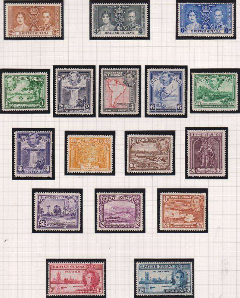 BRITISH GUIANA  KGV1 ISSUES FINE HINGED MINT ON PAGES