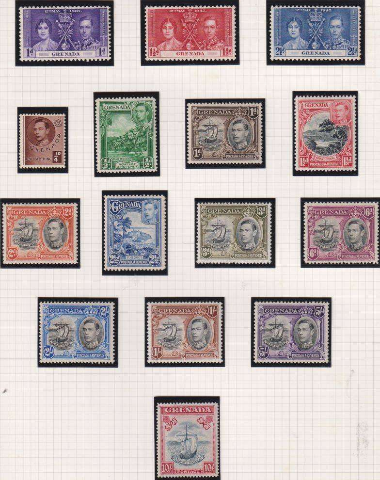 GRENADA  KGV1 ISSUES FINE HINGED MINT ON PAGES