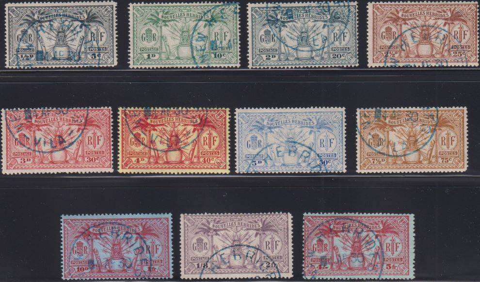 NEW HEBRIDES - FRENCH 1925 DEFINITIVES  SOUND USED SGF42-52 CV £150