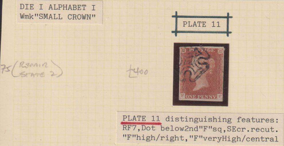 GREAT BRITAIN 1841 1d RED PLATE 11 FINE USED