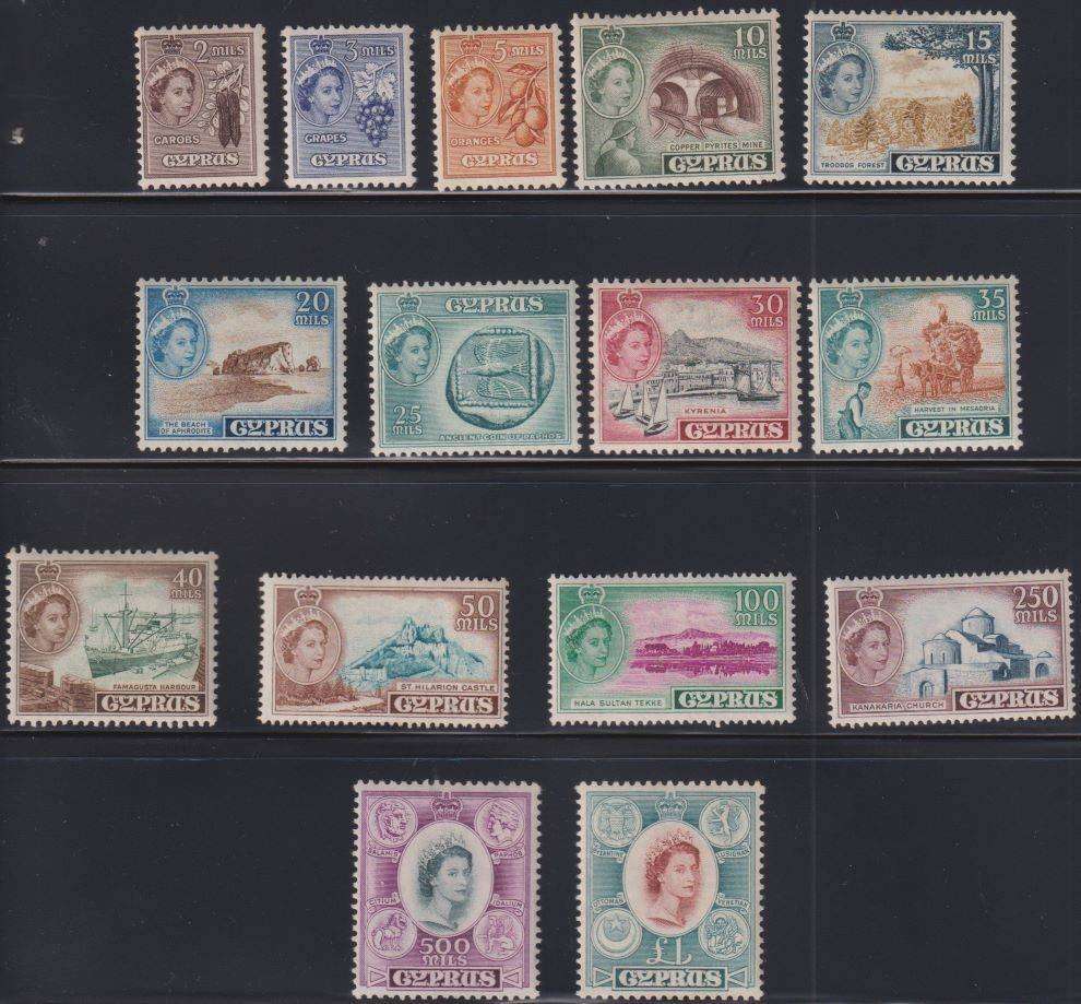 CYPRUS 1955 DEFINITIVES UNMOUNTED MINT CV £120