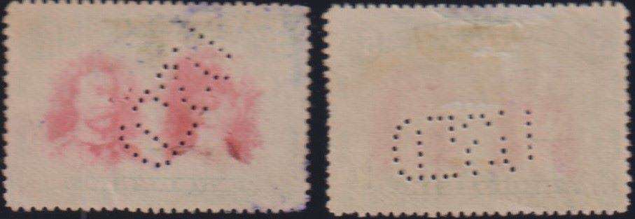 RHODESIA DOUBLE HEADS 5/- TWO SHADES  FISCALLY USED