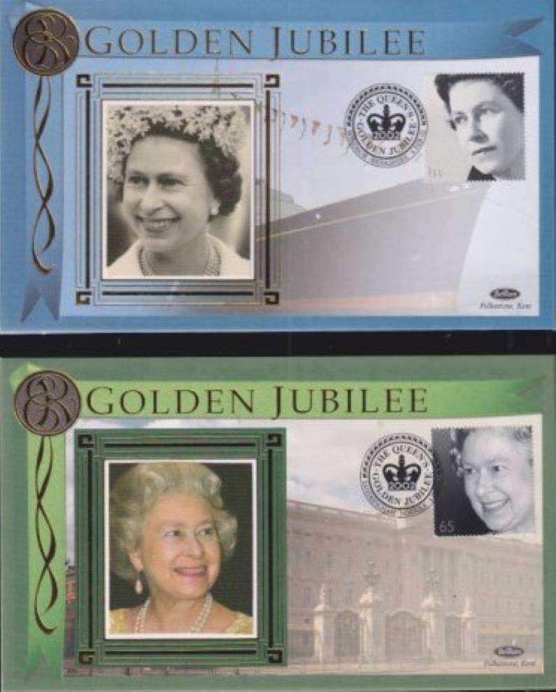 GREAT BRITAIN QE11 GOLDEN JUBILEE SILK COVERS x 13 - SUPERB!