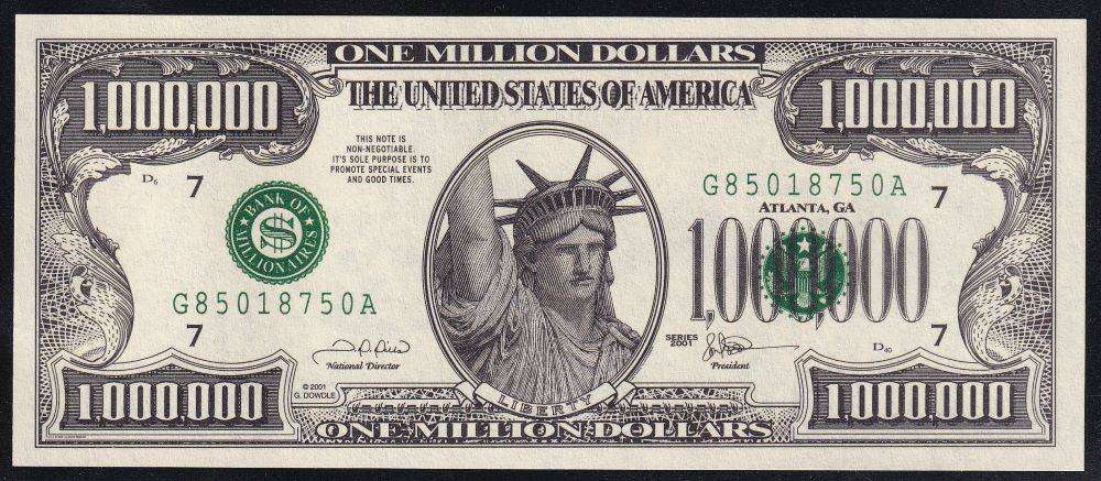 UNITED STATES NOVELTY $1,000,000 BANKNOTE UNC