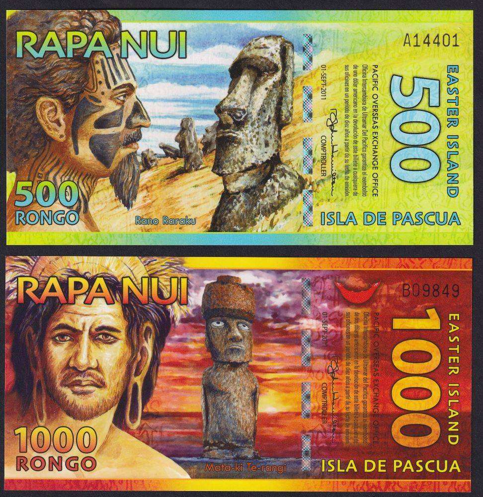 EASTER ISLAND UNUSUAL LOT OF UNCIRCULATED BANKNOTES