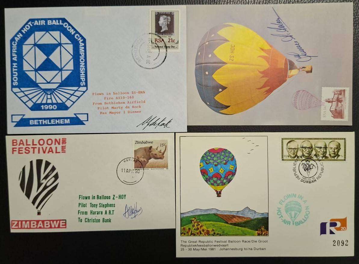 SOUTH AFRICA - ZIMBABWE  BALLOON & FLIGHT COVERS SOME SIGNED