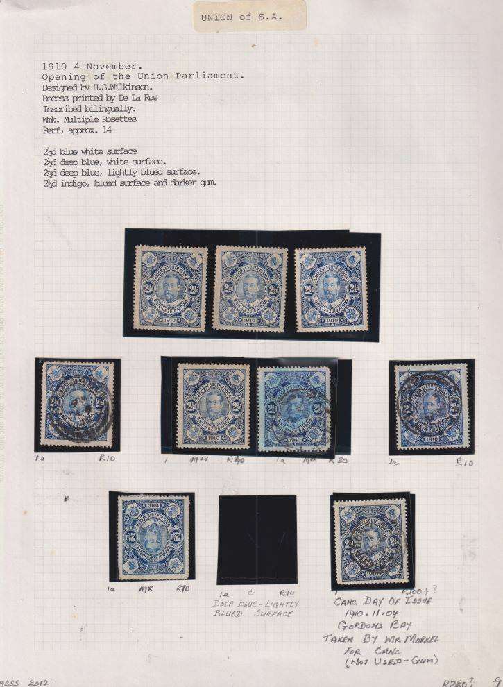 SA EARLY COLLECTION & 1910 2 1/2d WITH 1st DAY CANCEL