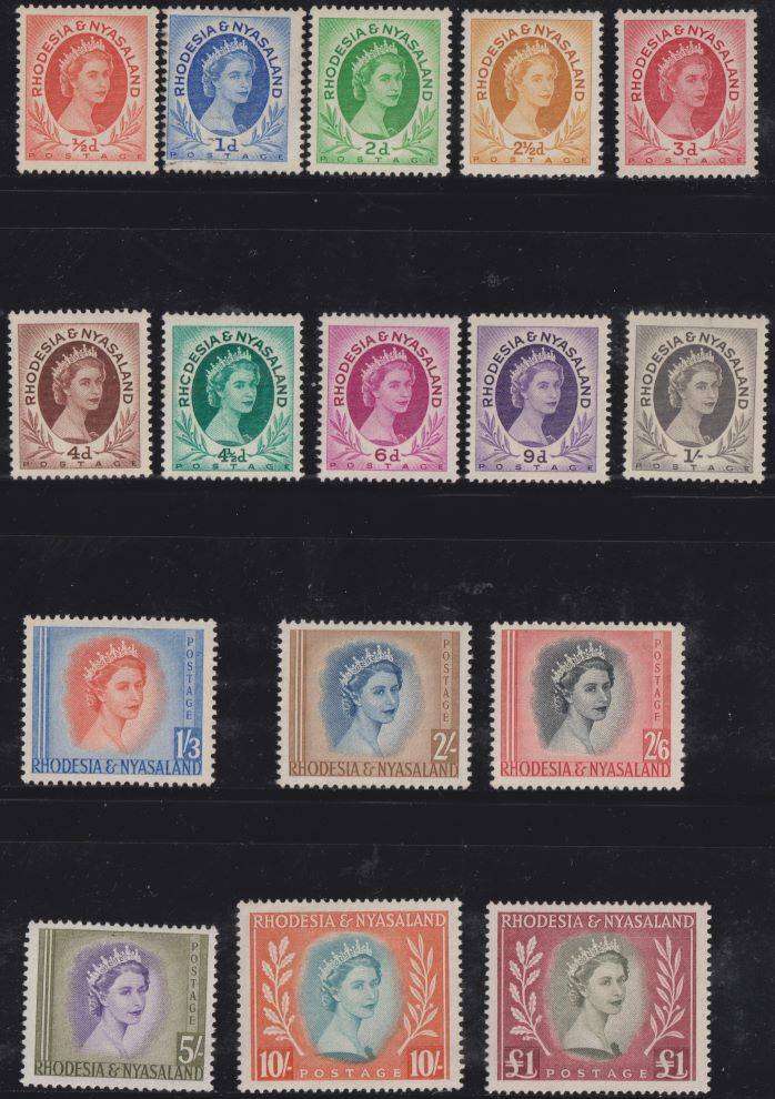 RHODESIA & NYASALAND 1954 DEFINITIVES UNMOUNTED MINT - CV  R2776