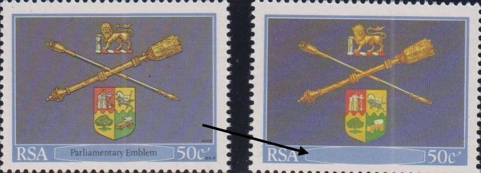 RSA 1985 PARLIAMENT 50c MISSING BLACK PRINTING UM CV R15,000