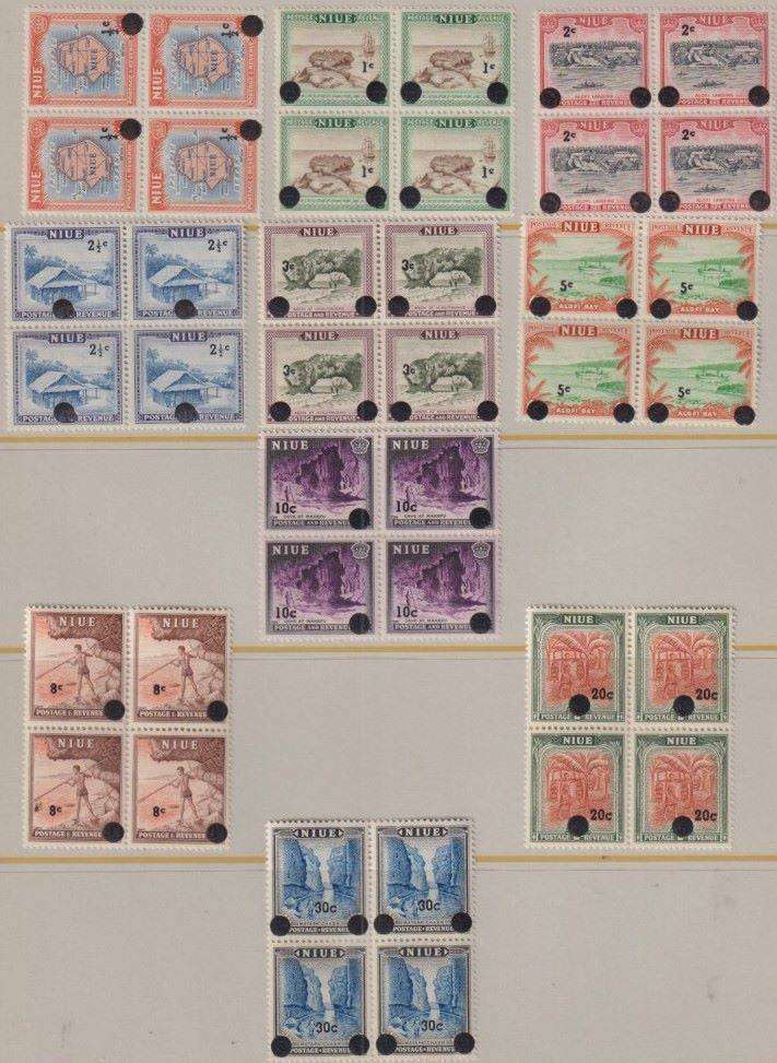 NIUE 1967 OVERPRINTS BLOCKS OF 4 UM SG123-34