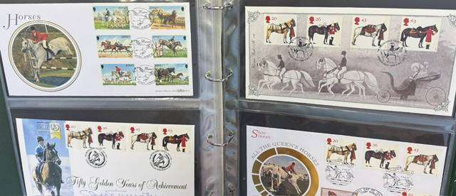 FABULOUS COLLECTION OF 99 HORSES FDC'S IN 2 BINDERS