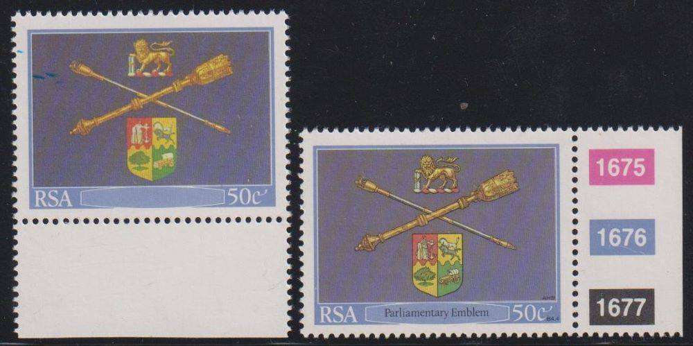 RSA 1985 PARLIAMENT 50c MISSING BLACK PRINTING UM CV R15,000