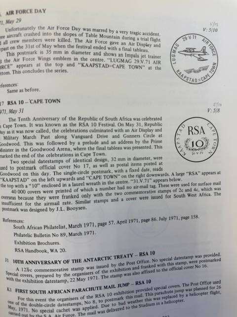 COMMEMORATIVE POSTMARKS, CACHETS & COVERS OF SA - REISENER