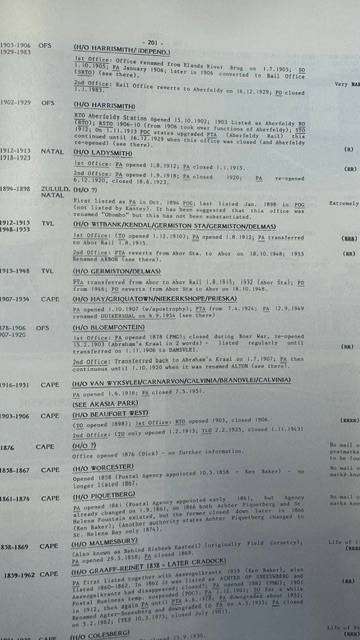 ENCYCLOPAEDIA OF SA POST OFFICES - VOL 1 PUTZEL