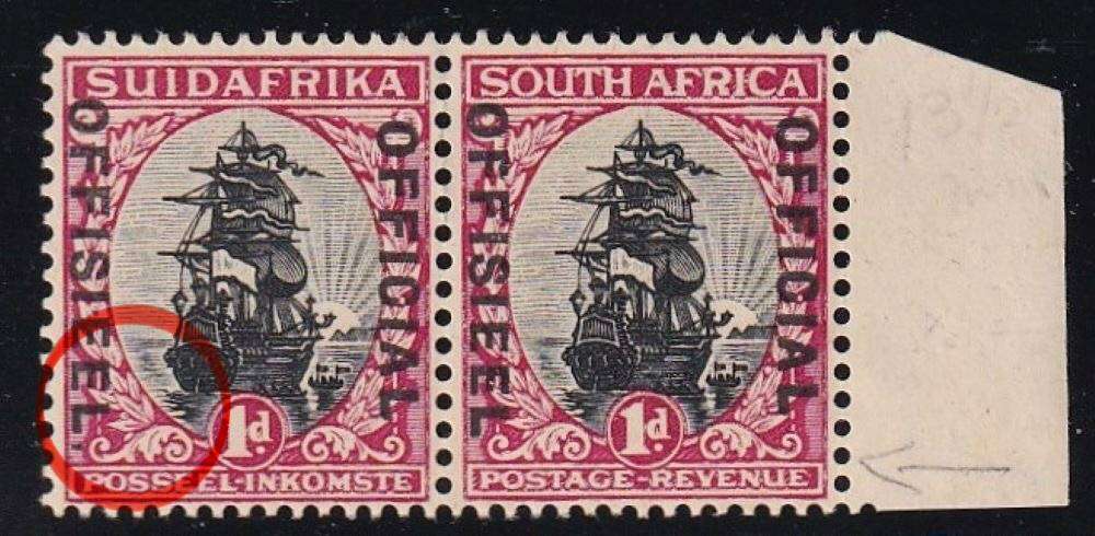 SA 1930 1d OFFICIAL "STOP AFTER OFFISIEEL ON AFRIKAANS STAMP" SUPERB MINT