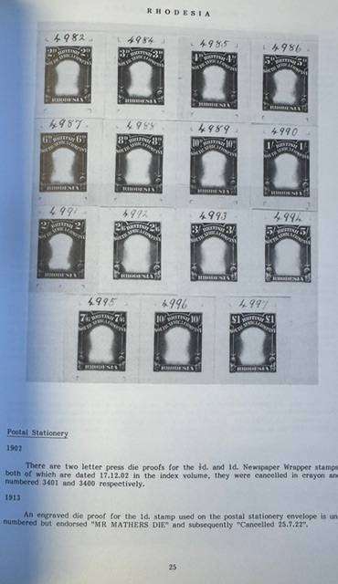 WATERLOW & SONS - THE DIE PROOFS PUBLICATION - EXCELLENT RHODESIA'S SECTION