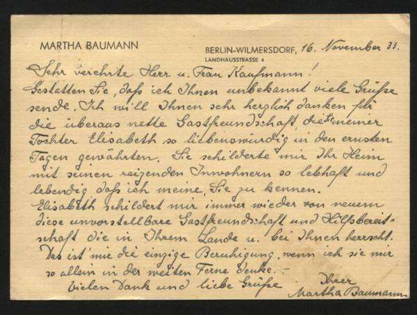 GERMANY - JERUSALEM 1933 POSTCARD