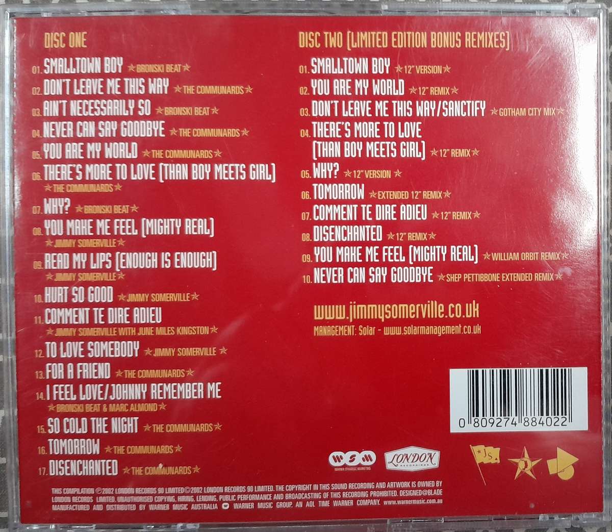 Jimmy Somerville - The Best of 2CD Limited Edition (with Bronski Beat and The Communards)