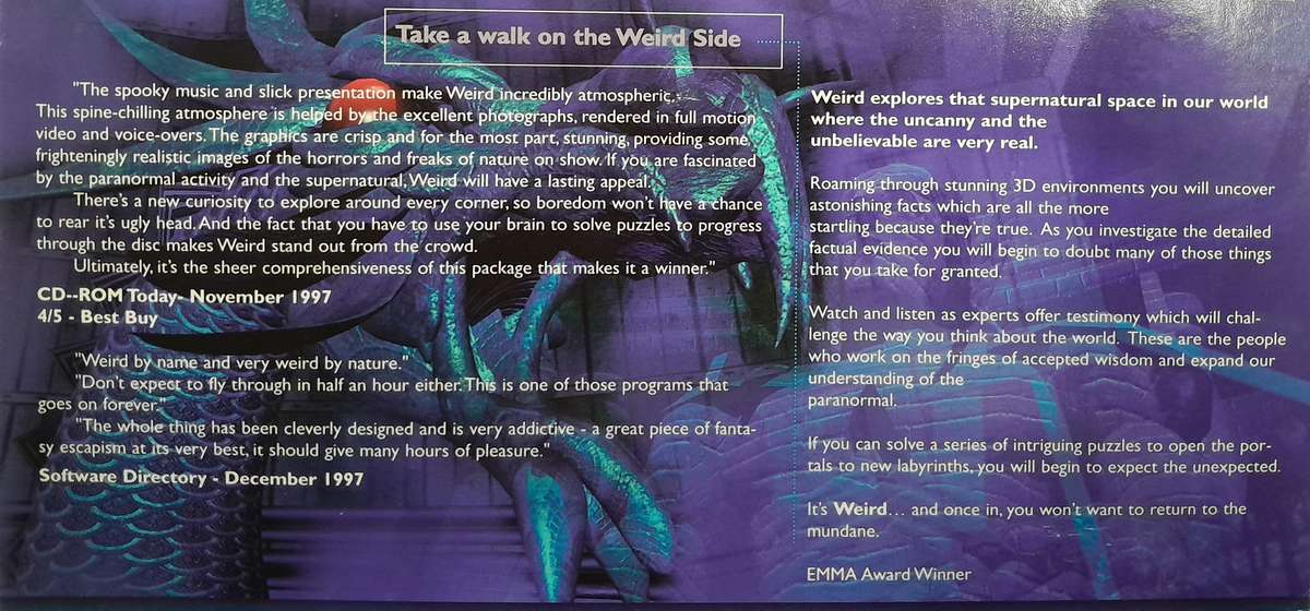 Weird - Truth Is Stranger Than Fiction - Interactive  CD-Rom PC Big Box