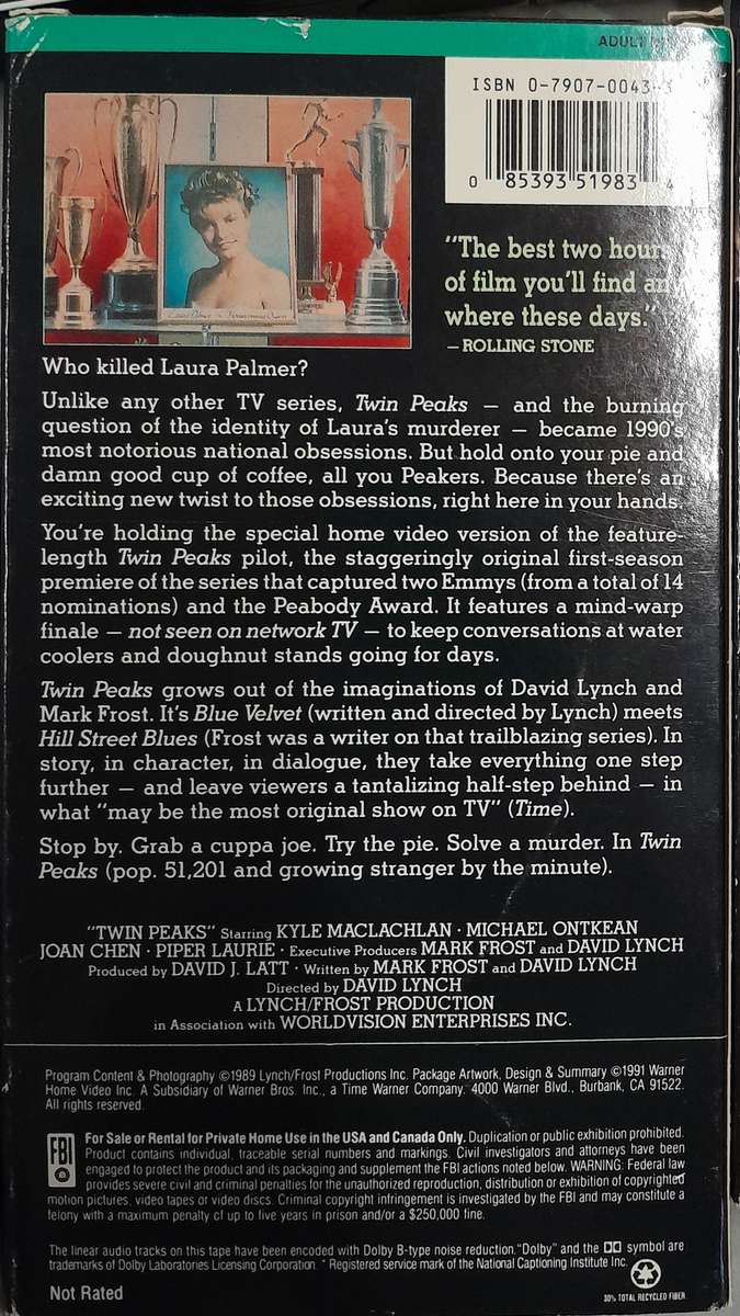 Twin Peaks - Series 1 & 2 VHS Box Set PLUS Pilot and Fire Walk With Me VHS bundle (USA NTSC format)
