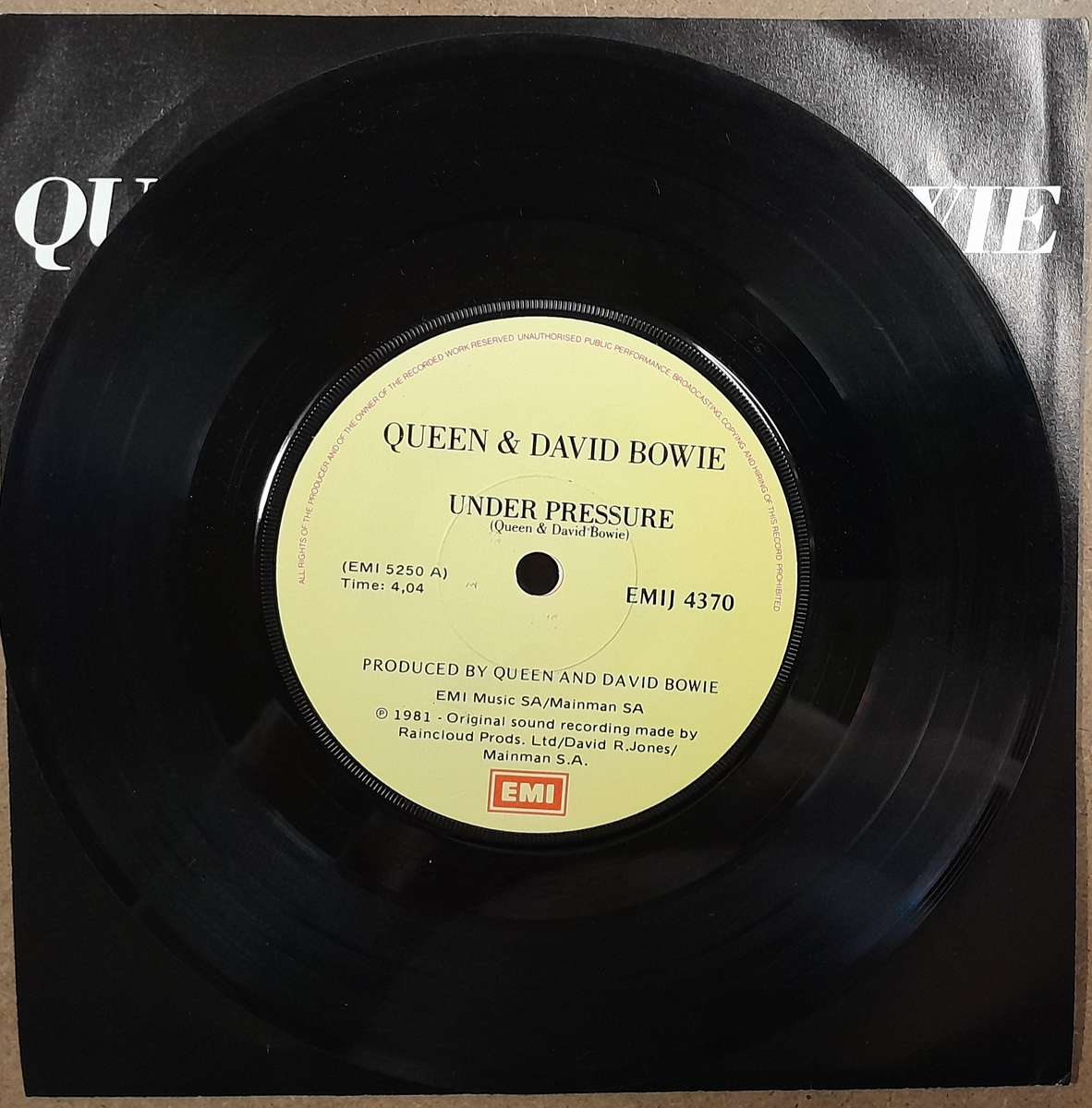 Queen and David Bowie - Under Pressure 7" Single