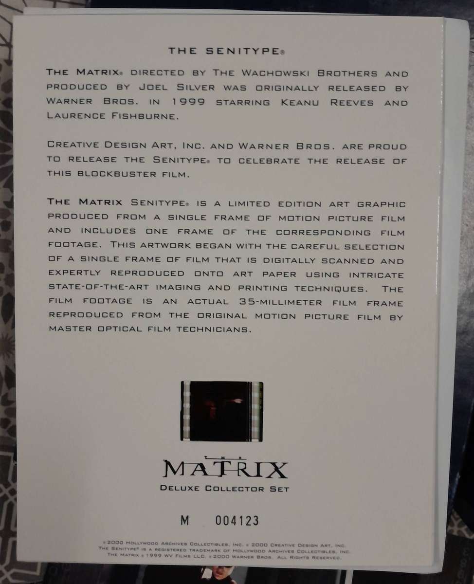 The Matrix - Deluxe Platinum Collectors Set DVD with Senitype and Lobby Cards