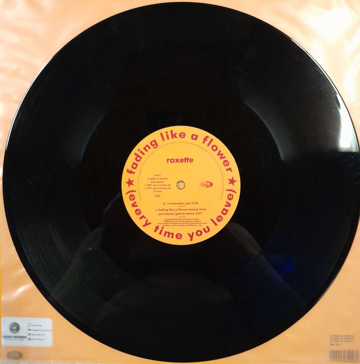 Roxette - Fading Like A Flower 12" maxi single (Swedish pressing)