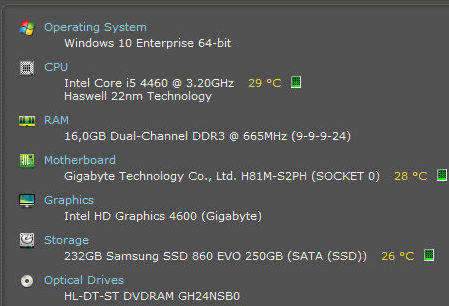 GIGABYTE i5-4460, 16Gb RAM, 250Gb SSD