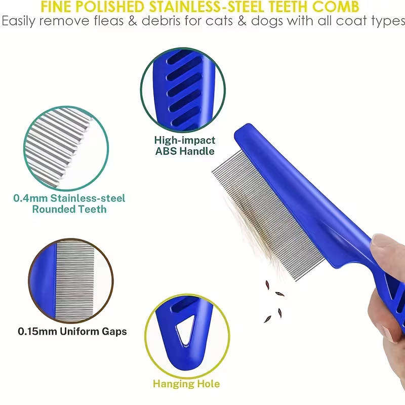 Pet Care: Flea & Lice Comb Set (4pcs Stainless Steel)