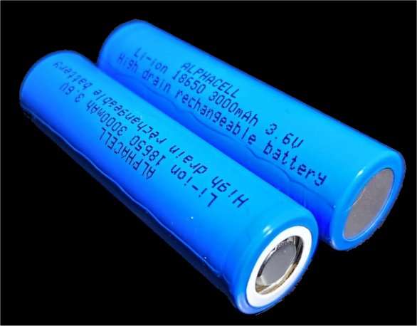 2 x Rechargeable Li-Ion 18650 3000mAh 3.6V batteries