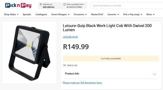 New Black Work Light Cob With Swivel 200 Lumen