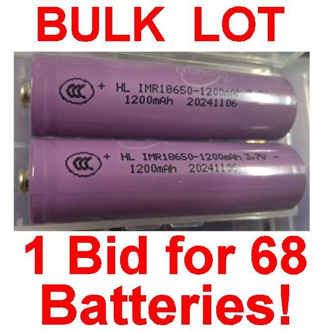 68 x Rechargeable 18650 1200mAh 3.7V batteries
