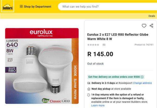 2 x Eurolux LED Reflector Globes