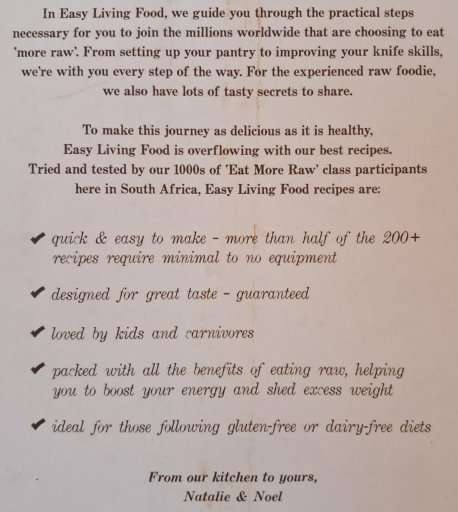 Easy Living Food Cookbook