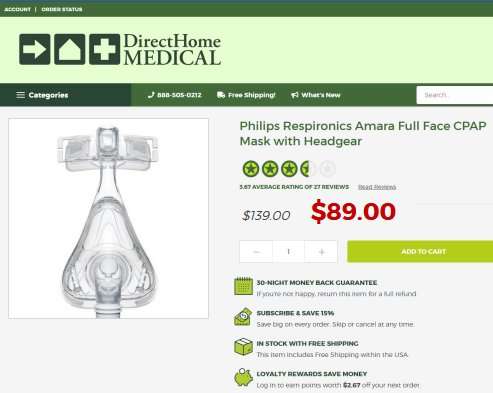 New Philips Respironics Amara Full Face Mask (Retail R1560)