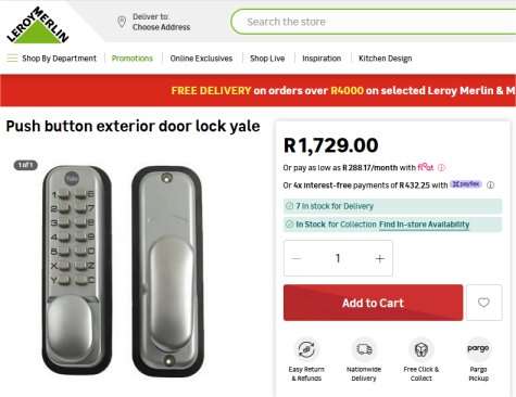 Keyless Door Lock with Press Buttons