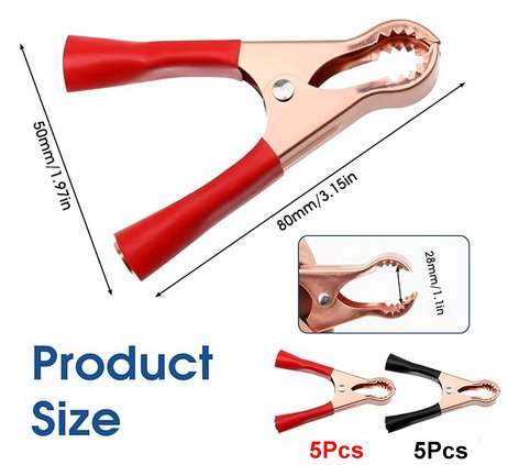 10 Pcs 50A Insulated Crocodile Clips