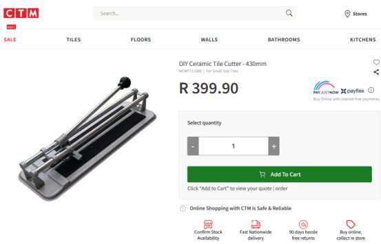DIY Ceramic Tile Cutter  (Retail R400)