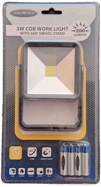 New Black Work Light Cob With Swivel 200 Lumen