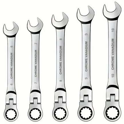 5 Pcs Chrome Vanadium Flex Head Ratchet Spanners