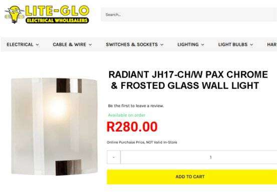 RADIANT CHROME & FROSTED GLASS WALL LIGHT (Retail R280)