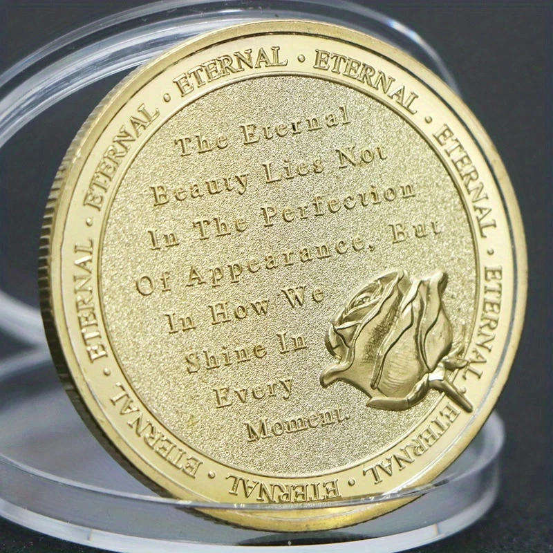 Gold Skull & Rose Coin  Striking Collectible Art