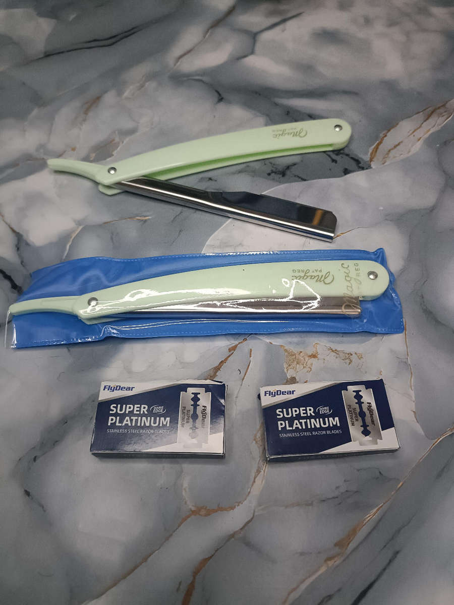 Straight Razor + Stainless Steel Blades