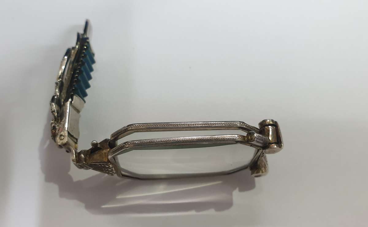 Antique German silver and marcasite lorgnette (spectacles with a handle)